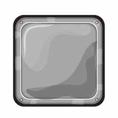 金属徽章向量银图标金属广场按钮游戏图标白色