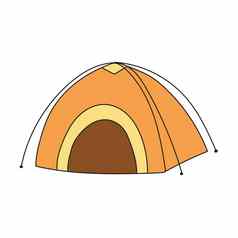 开放旅游帐篷卡通图标孤立的白色背景