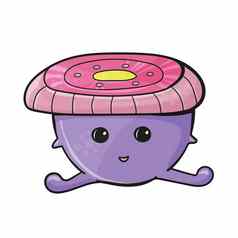 可爱的紫色的怪物蘑菇卡通向量插图