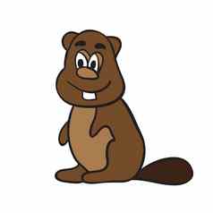 可爱的卡通海狸棕色（的）海狸字符向量插图剪辑艺术