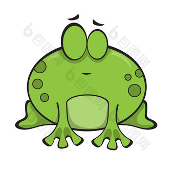 可爱的青蛙关闭眼睛向量插图字符孤立的白色