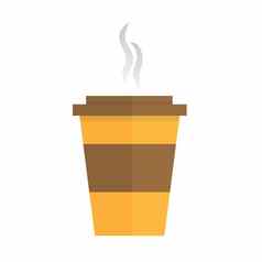 向量插图平设计纸杯孤立的背景热咖啡