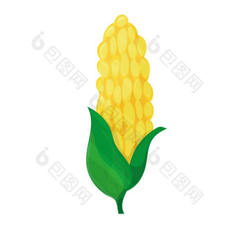 玉米向量白色背景可爱的卡通图像概念收获