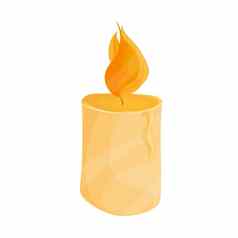 燃烧蜡烛石蜡蜡设计向量孤立的白色