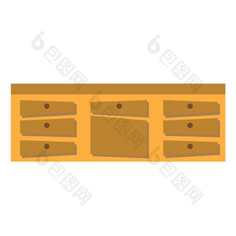 内阁图标平向量插图厨房橱柜棕色（的）颜色白色