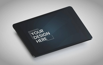 平板电脑屏幕白色背景模拟平板电脑现代监控设计模拟孤立的灰色的背景PSD保存剪裁路径