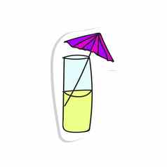 夏天鸡尾酒汁玻璃伞白色甜蜜的夏天喝