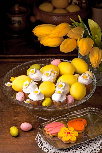 复活节鸡蛋花松饼蛋糕糖装饰复活节
