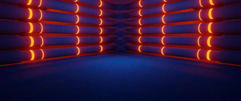 未来主义的科学小说巨大的虚拟展厅俱乐部走廊棕色（的）黄金横幅背景呈现