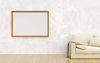 模拟海报帧白色沙发现代室内