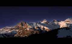 日落景观白云石山脉塞尔瓦秋天加迪纳风景冬天视图白云石山脉阿尔卑斯山脉南提洛尔sudtirol