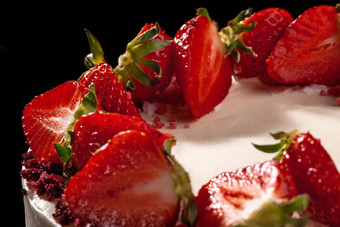 芝士蛋糕草莓<strong>蛋糕装饰</strong>草莓美味的芝士<strong>蛋糕装饰</strong>新鲜的草莓特写镜头