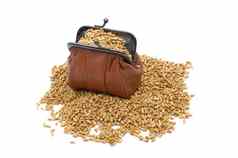 小麦粮食种子棕色（的）古董皮革钱包