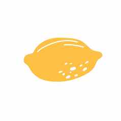 黄色的柠檬标志孤立的背景手画设计风格