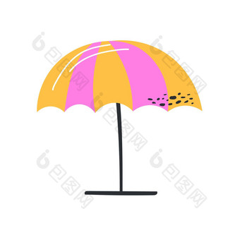 手画海滩伞图标白色夏天向量插图