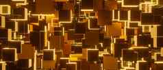 黄金橙色黄色的广场摘要科技横幅设计背景渲染