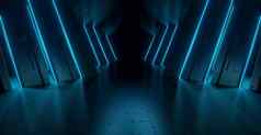 科幻现代金属展厅车车库空走廊黑暗蓝色的说明横幅背景壁纸空间文本图形设计插图