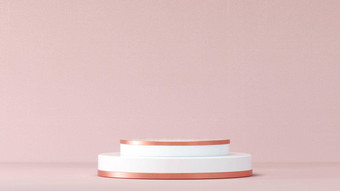 作文轮场景摘要柔和的粉红色的几何形状空白平台讲台上空展示基座产品显示化妆品演讲作文轮场景呈现