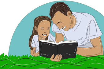 父亲女儿圣经阅读圣经故事女儿