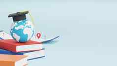 研究在国外概念设计世界毕业帽飞机地图销位置标志渲染