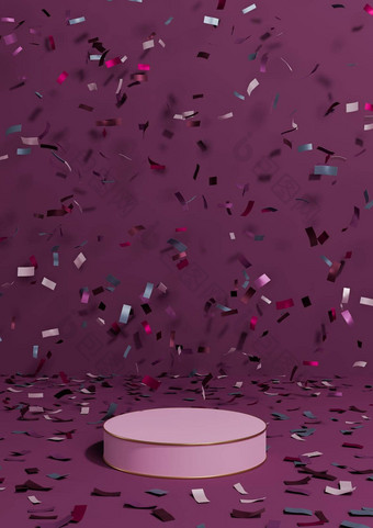 黑暗品红色的紫色的呈现产品显示基座站周年纪念日产品庆祝活动五彩纸屑讲台上金行奢侈品产品简单的最小的背景