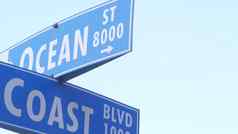 海岸海洋街路标志加州城市美国旅游假期度假胜地