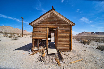 流纹岩鬼小镇沙漠内华达被遗弃的木房子