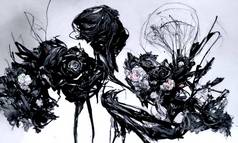 美丽的黑色的玫瑰摘要艺术插图