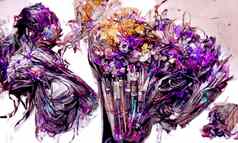 紫罗兰色的玫瑰花花束美丽的摘要艺术