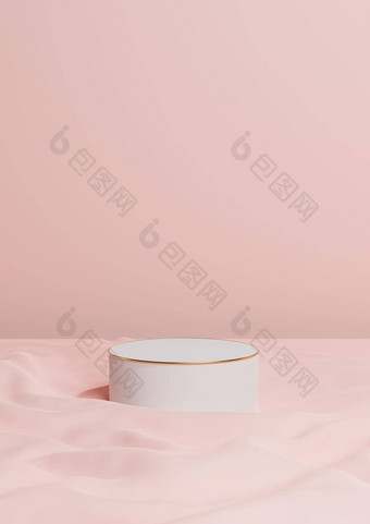 柔和的光红色的大马哈鱼粉红色的呈现最小的产品显示奢侈品油缸讲台上站波浪纺织产品背景壁纸摘要作文金行