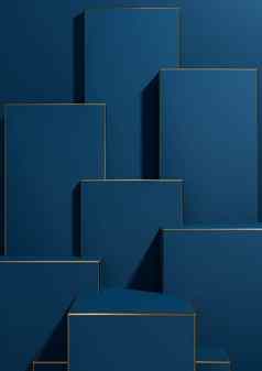 黑暗阿卡蓝色的呈现简单的最小的几何背景产品显示基座金行奢侈品产品壁纸模板产品广告