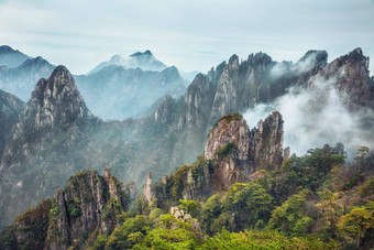 视图让人耳目一新阳台黄山山黄色的山安徽中国