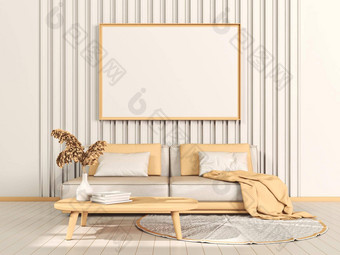 模拟海报帧墙面板简单的沙发
