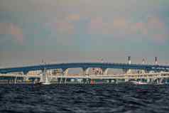 航行游艇背景高速公路散装岛建设起重机管道热权力植物