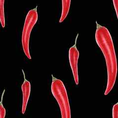 现代植物水彩传统的风格红色的热卡宴胡椒