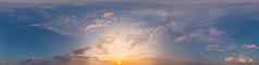 全景黑暗蓝色的日落天空粉红色的卷云云无缝的Hdr全景球形等角的格式完整的天顶可视化天空更换空中无人机全景照片