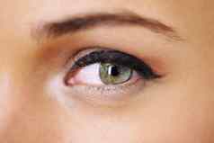 漂亮的虚构的眼睛特写镜头生动的绿色眼睛厚mascara-coated睫毛