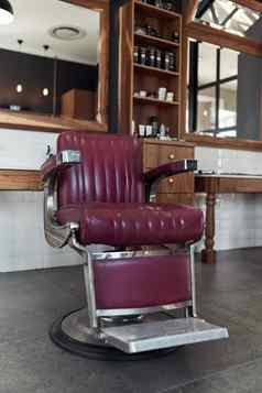 座位休息生活拍摄理发师椅子内部空理发店