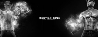 体育运动壁纸动机概念强大的运动健美运动员健身房黑色的背景健身健身营养海报