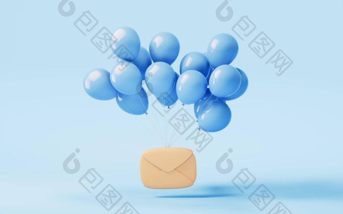 消息信封卡通风格呈现