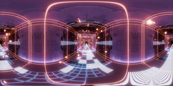 数字网络空间科幻概念隧道呈现学位无缝的全景视图