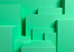 明亮的绿松石绿色呈现产品显示讲台上站简单的最小的摘要不对称背景壁纸产品摄影广告城市轮廓