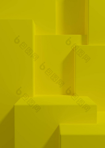 明亮的霓虹灯黄色的呈现产品显示壁纸讲台上站好前奢侈品产品简单的最小的摘要几何产品摄影背景