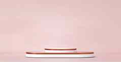 优雅的帕特尔颜色讲台上空展示基座产品显示化妆品演讲作文轮场景摘要柔和的粉红色的几何形状空白平台呈现