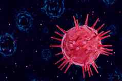 红色的冠状病毒科维德显微镜孤立的蓝色的病毒背景插图剪裁路径