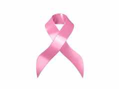 现实的粉红色的丝带乳房癌症意识象征呈现孤立的白色背景剪裁路径
