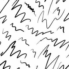 无缝的手画黑色的白色摘要模式单色几何行螺旋点曲线现代极简主义装饰包装纸纺织壁纸