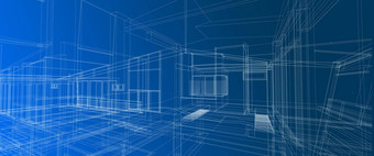 体系结构室内空间设计概念的角度来看白色线框呈现梯度蓝色的背景电脑聪明的技术