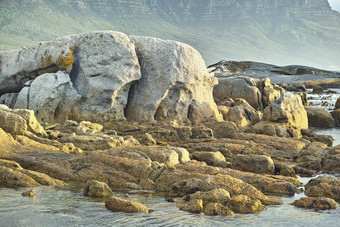 海景<strong>景观</strong>风景优美的视图巨石岩石木湾角小镇南非洲海洋海洗岩石海滩旅行旅游在国外海外夏天<strong>假</strong>期<strong>假</strong>期