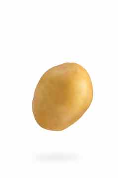 新鲜的未剥皮的土豆孤立的白色背景飞行土豆白色孤立的背景数据类型转换影子
